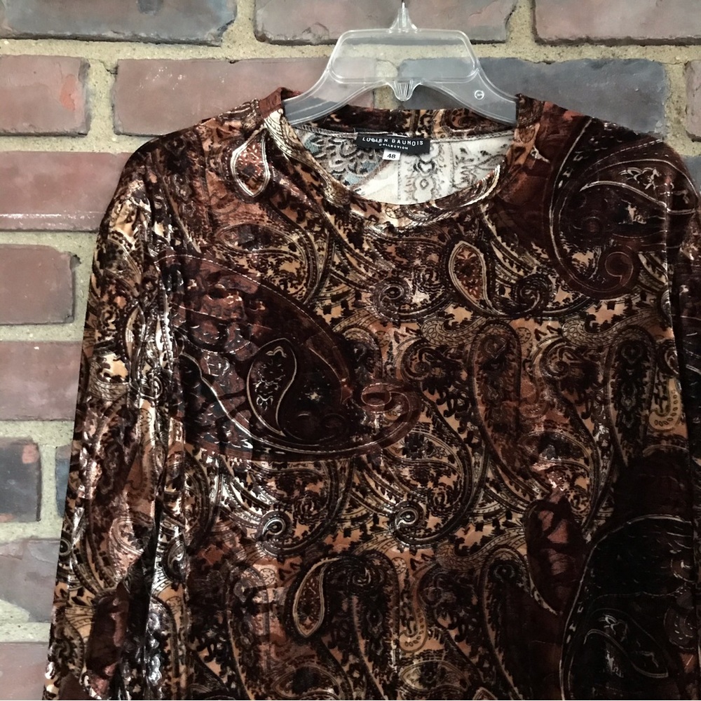 Lucien Daunois Collection | Paisley Art Velour Top Sz 48 -46 Chest -25.5” Long